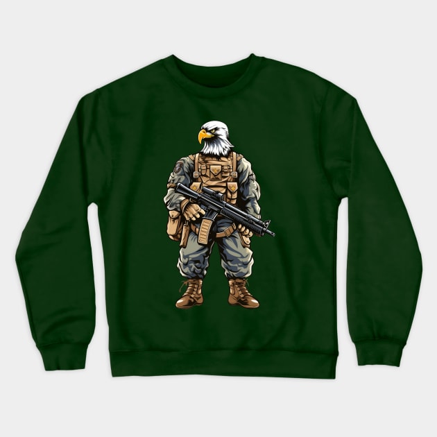 eagle soldier isolated on white Crewneck Sweatshirt by javierparra